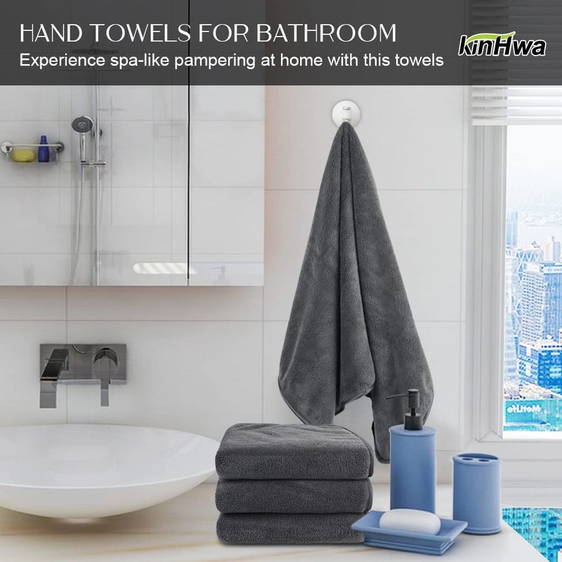 KinHwa Microfiber Hand Towel Ultra Soft Large Hand Towels for Bathroom Super Absorbent for SPA Face Shower and Sports 2 Pack Dark-Gray - Image 5